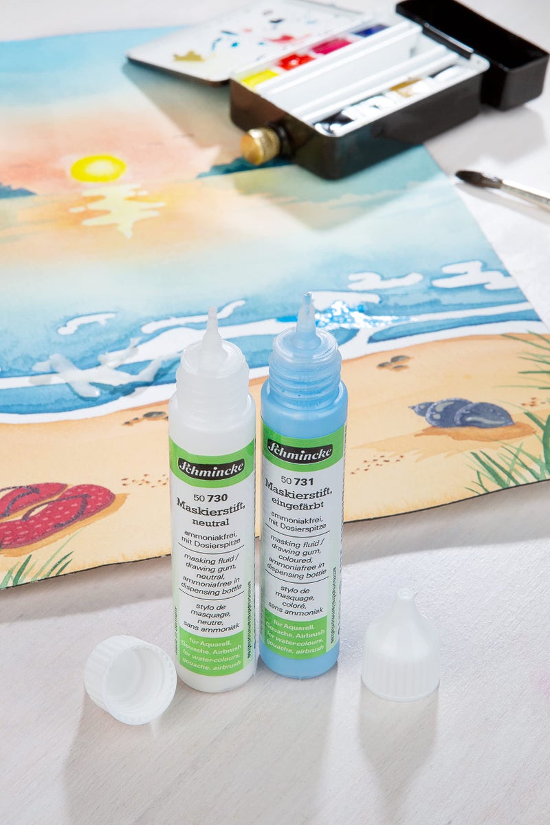 Schmincke - Masking Pen neutral, 25 ml, 50 730 005, dispensing pen, colorless masking liquid for opaque areas of paintings, ammonia-free - Image 2